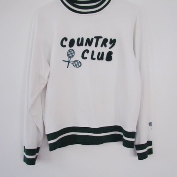 Ellsworth + Ivey Country Club Sweatshirt Sz S Tennis Racket Motif White & Green - Picture 4 of 11
